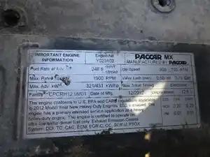Used 2014 PACCAR MX-13 Engine Assy (Stock #90318)) Part Image
