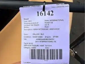 Used 2011 INTERNATIONAL CE Hood (Stock #16142)) Part Image