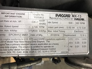 Used 2015 PACCAR MX-13 Engine Assy Image