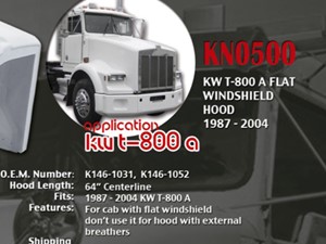 New Universal Kenworth T800A Hood (Stock #KN0500-P)) Part Image