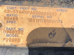 Used 2016 Spicer/Dana P22060 Rear Rear (Tandem Rear or Single) (Stock #1287-S-3)) Part Image