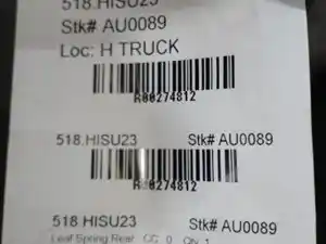 Used 2011 ISUZU NPR Suspension Misc Part (Stock #U8980799040)) Part Image