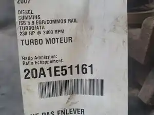 Used 2007 CUMMINS ISB 5.9 EGR/COMMON RAIL Turbo (Stock #20A1E51161)) Part Image