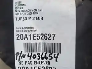 Used CUMMINS ISC/8.3 Turbo (Stock #20A1E52627)) Part Image