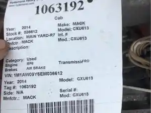 Used 2014 MACK CXU613 Cab Image