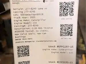 Used 2005 Caterpillar C15 Head (Stock #ETP1193-15)) Part Image